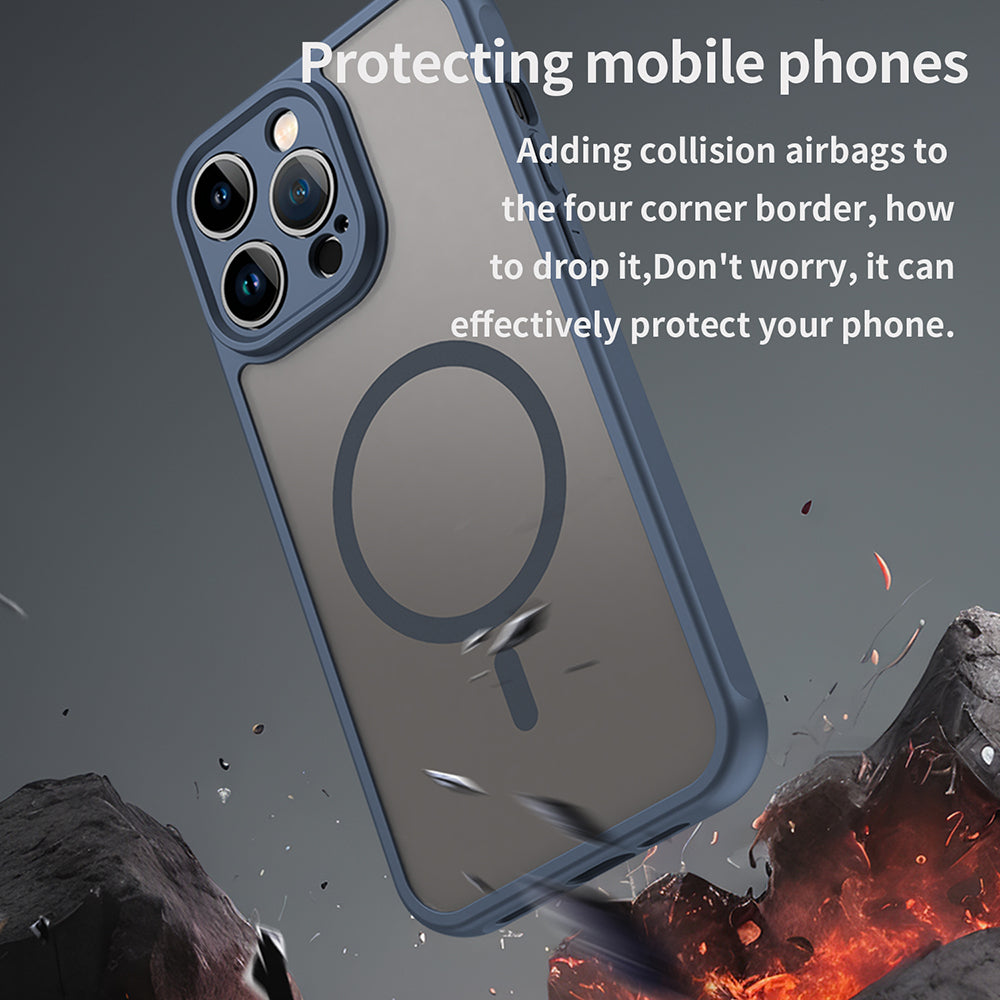 Coque MagSafe pour Apple iPhone 14 Pro, Techsuit, HaloFrost II, Bleu marine