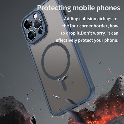Coque MagSafe pour Apple iPhone 14 Pro, Techsuit, HaloFrost II, Bleu marine