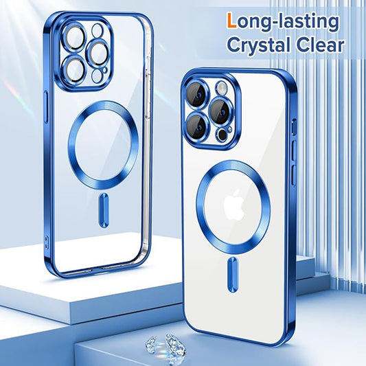 Coque MagSafe pour Apple iPhone 14 Pro, Techsuit, Luxury Crystal, Bleu Foncé