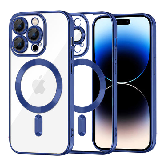 Coque MagSafe pour Apple iPhone 14 Pro, Techsuit, Luxury Crystal, Bleu Foncé