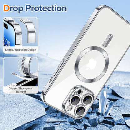 Custodia MagSafe per Apple iPhone 14 Pro, Techsuit, Luxury Crystal, Argento