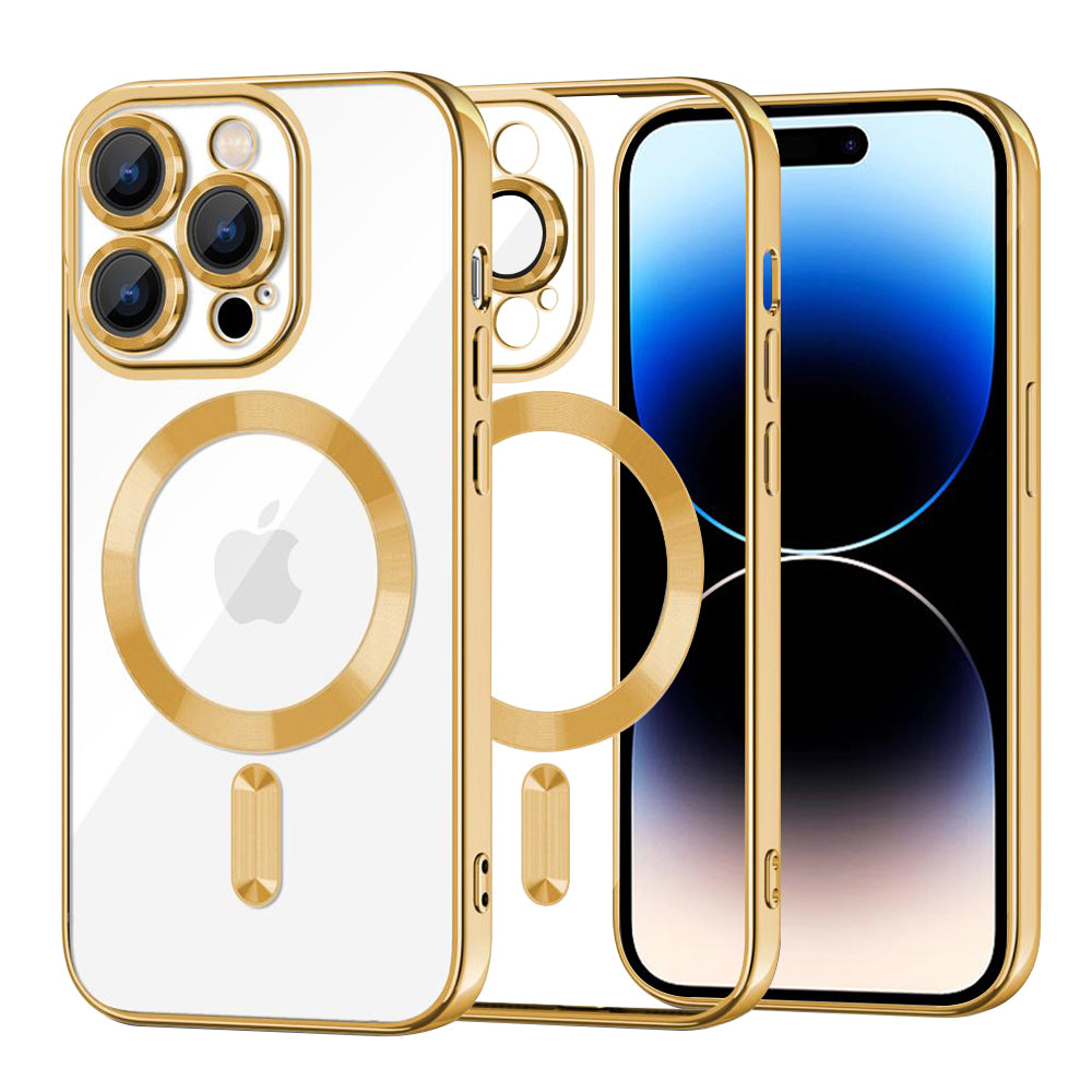 Coque MagSafe pour Apple iPhone 14 Pro, Techsuit, Luxury Crystal, Dorée
