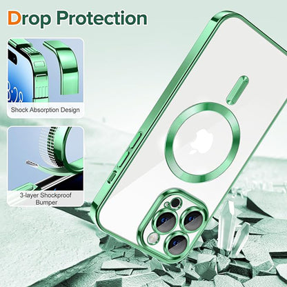 MagSafe-Hülle für Apple iPhone 14 Pro, Techsuit, Luxury Crystal, Hellgrün