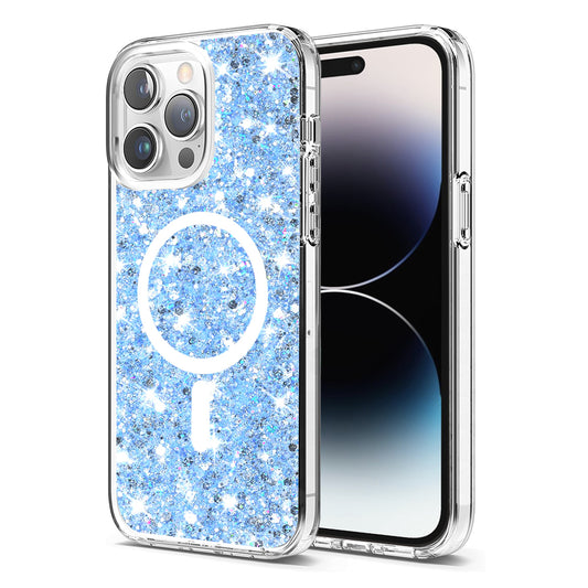MagSafe-Hülle für Apple iPhone 14 Pro, Techsuit, Glitzernd, Blau
