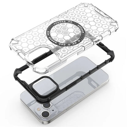Coque MagSafe pour Apple iPhone 14, Techsuit, HoneyComb Shield, Noire