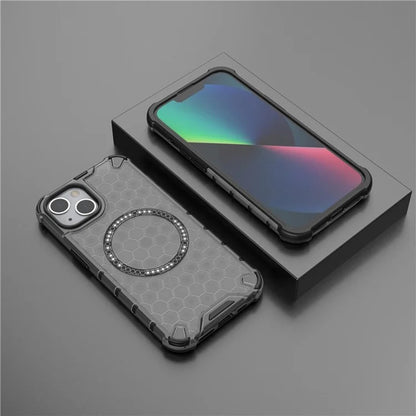 Coque MagSafe pour Apple iPhone 14, Techsuit, HoneyComb Shield, Noire