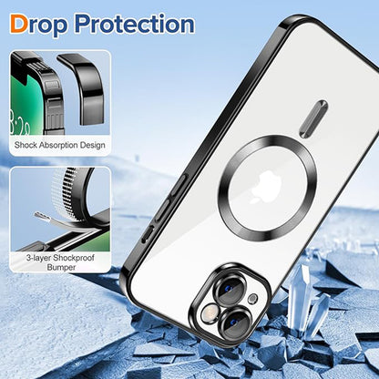 Custodia MagSafe per Apple iPhone 14, Techsuit, Luxury Crystal, Nera