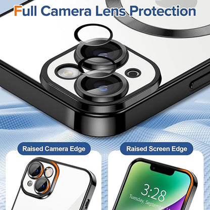 Custodia MagSafe per Apple iPhone 14, Techsuit, Luxury Crystal, Nera