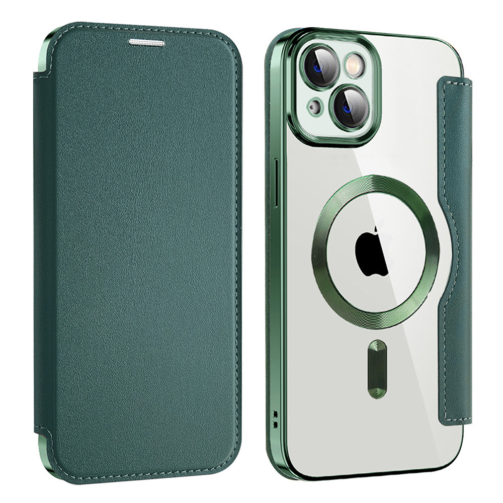 Custodia MagSafe per Apple iPhone 14, Techsuit, SmartMag Book, Verde
