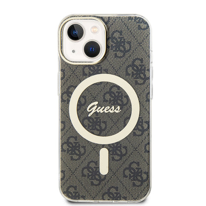 Custodia MagSafe per Apple iPhone 15, Guess, IML 4G, Marrone
