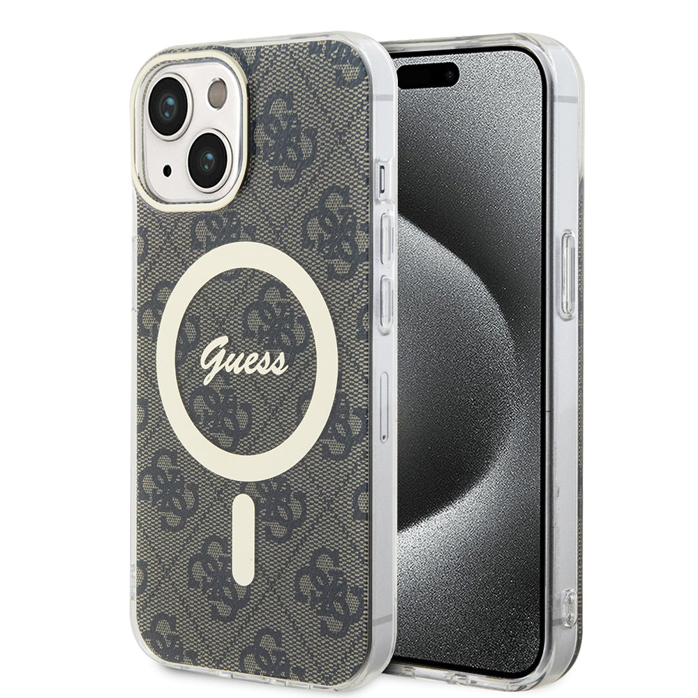 Custodia MagSafe per Apple iPhone 15, Guess, IML 4G, Marrone