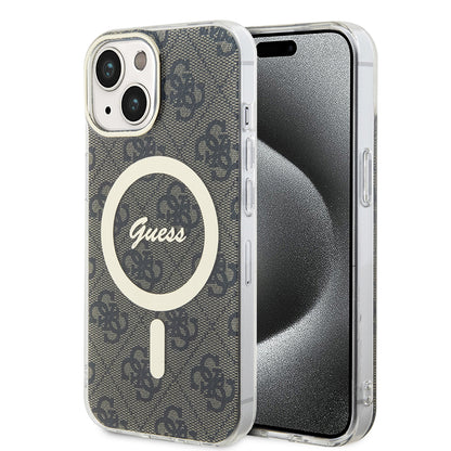 Custodia MagSafe per Apple iPhone 15, Guess, IML 4G, Marrone