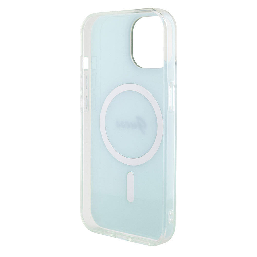 Coque MagSafe pour Apple iPhone 15, Guess, IML Iridescent, Turquoise