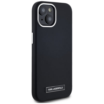 MagSafe Hülle für Apple iPhone 15, Karl Lagerfeld, FW Metal Plate, Schwarz