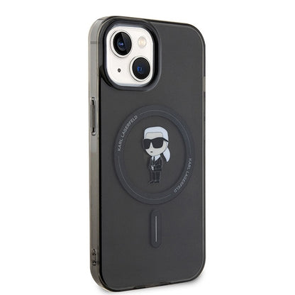 Custodia MagSafe per Apple iPhone 15, Karl Lagerfeld, IML Ikonik Karl, Nera