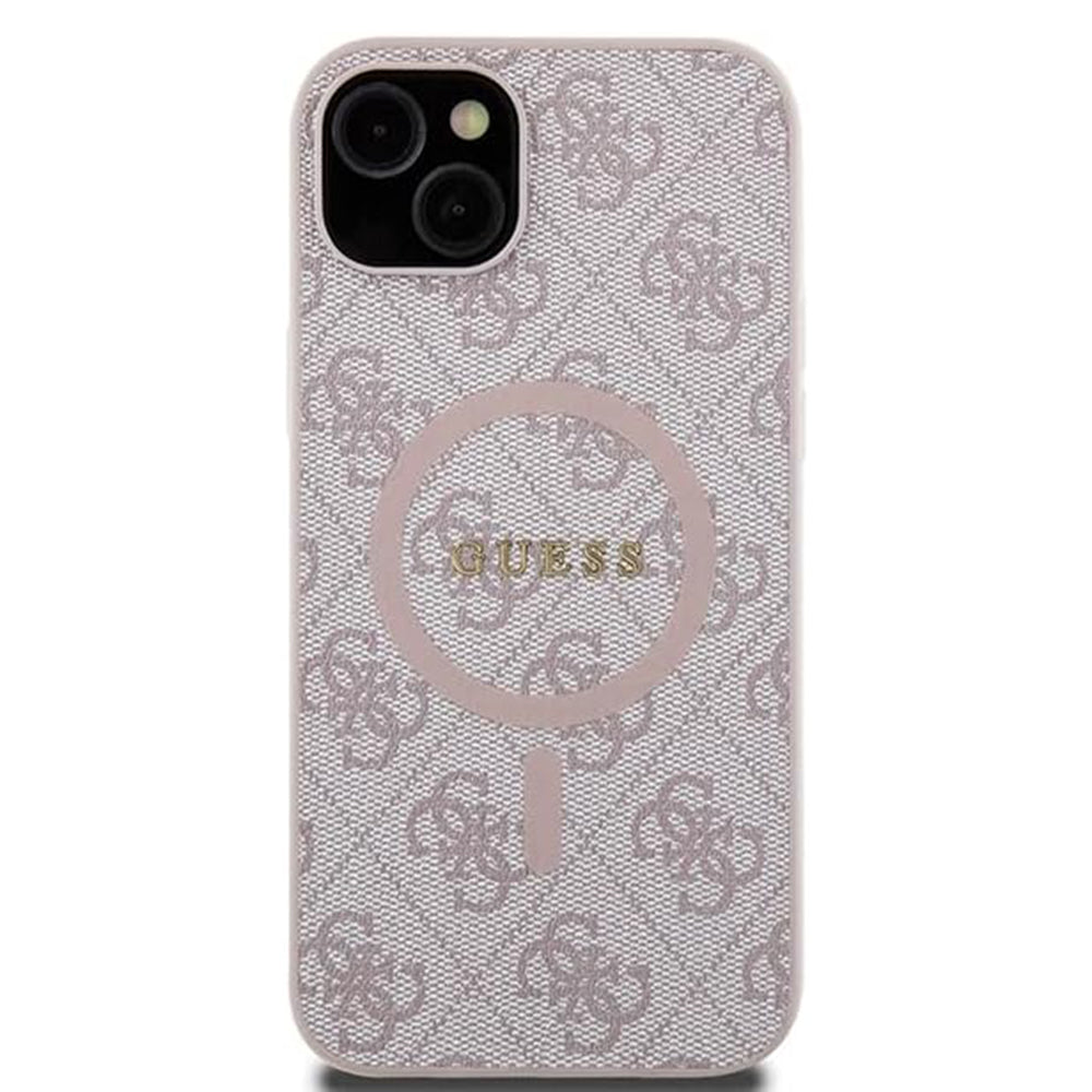 Coque MagSafe pour Apple iPhone 15 Plus, Guess, Collection 4G, Rose.