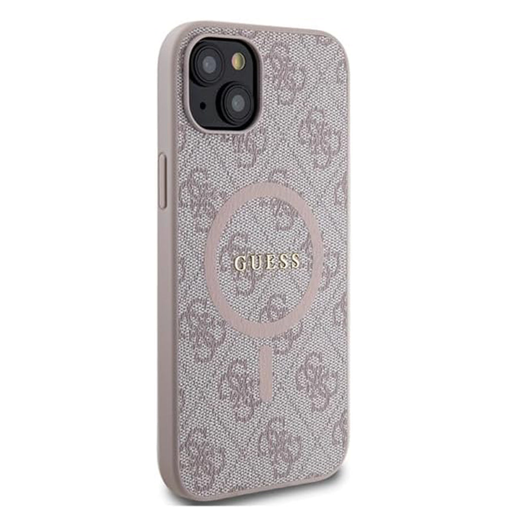 Coque MagSafe pour Apple iPhone 15 Plus, Guess, Collection 4G, Rose.