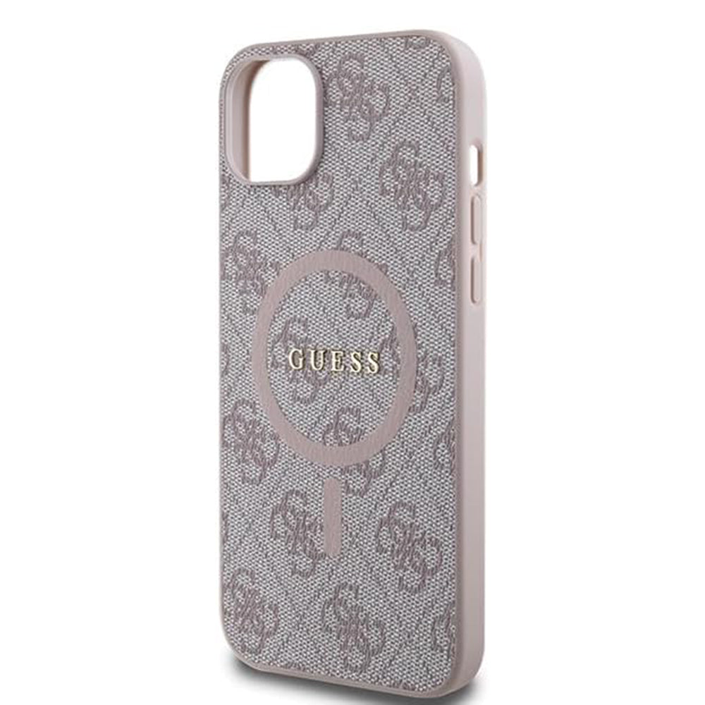 Coque MagSafe pour Apple iPhone 15 Plus, Guess, Collection 4G, Rose.