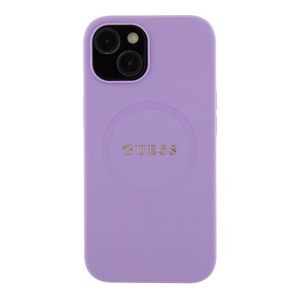 Custodia MagSafe per Apple iPhone 15 Plus, Guess, Saffiano, Viola