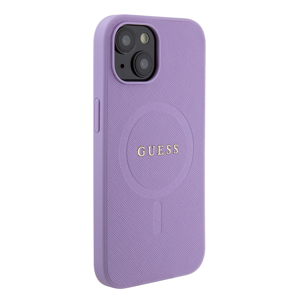 Custodia MagSafe per Apple iPhone 15 Plus, Guess, Saffiano, Viola