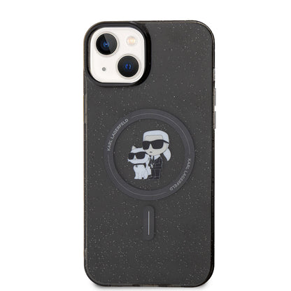 MagSafe Hülle für Apple iPhone 15 Plus, Karl Lagerfeld, Glitter, Schwarz