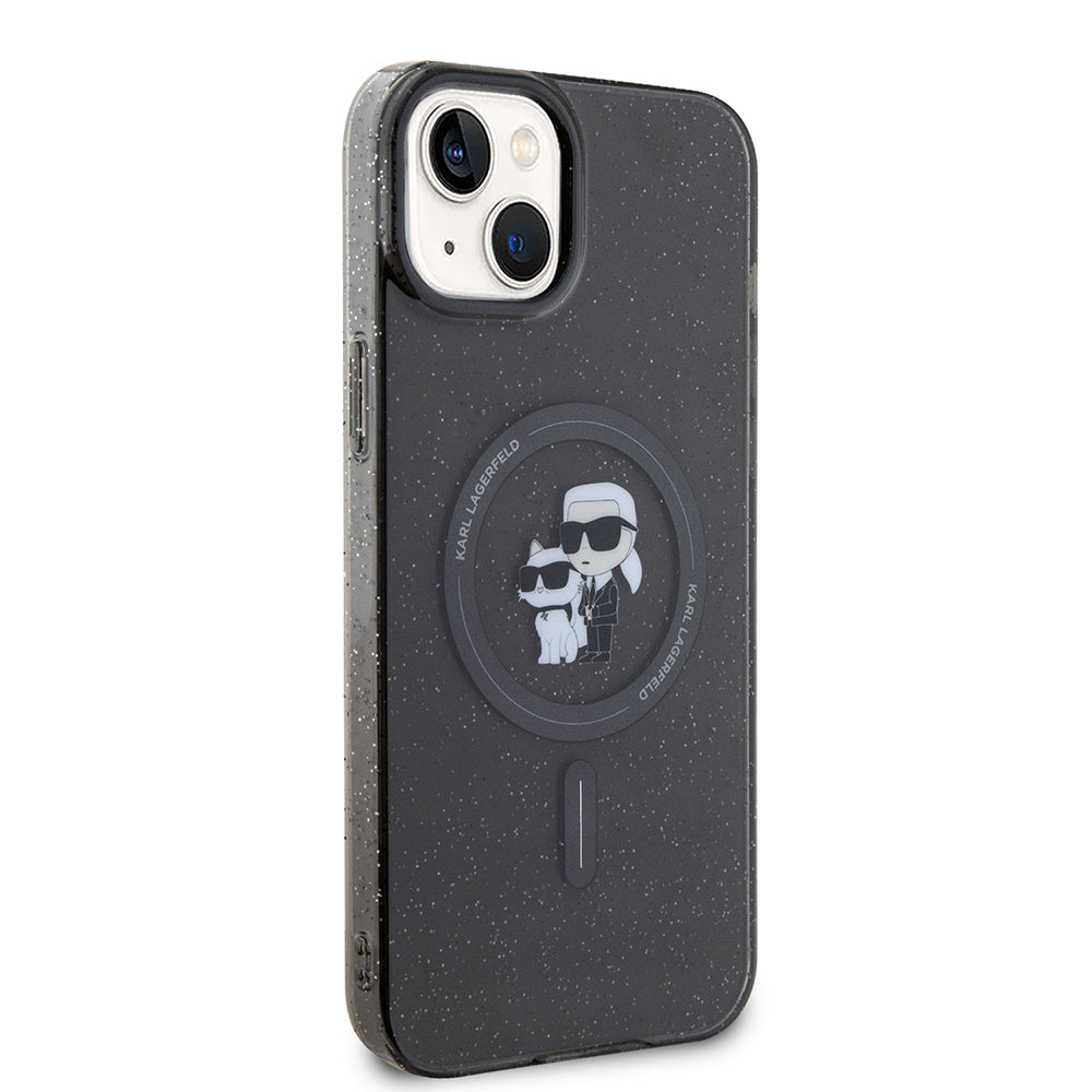 MagSafe Hülle für Apple iPhone 15 Plus, Karl Lagerfeld, Glitter, Schwarz
