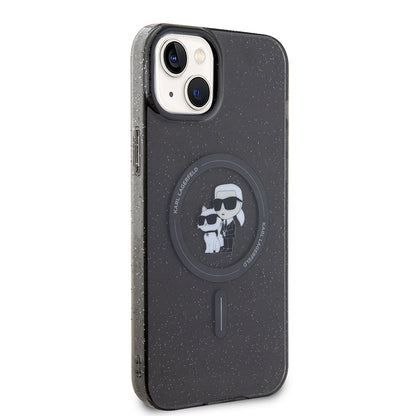 MagSafe Hülle für Apple iPhone 15 Plus, Karl Lagerfeld, Glitter, Schwarz