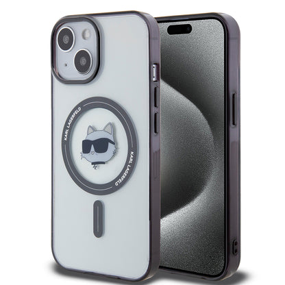 Coque MagSafe pour Apple iPhone 15 Plus, Karl Lagerfeld, IML Choupette's Head, Transparente