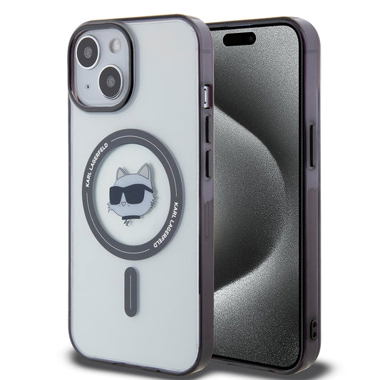 Coque MagSafe pour Apple iPhone 15 Plus, Karl Lagerfeld, IML Choupette's Head, Transparente