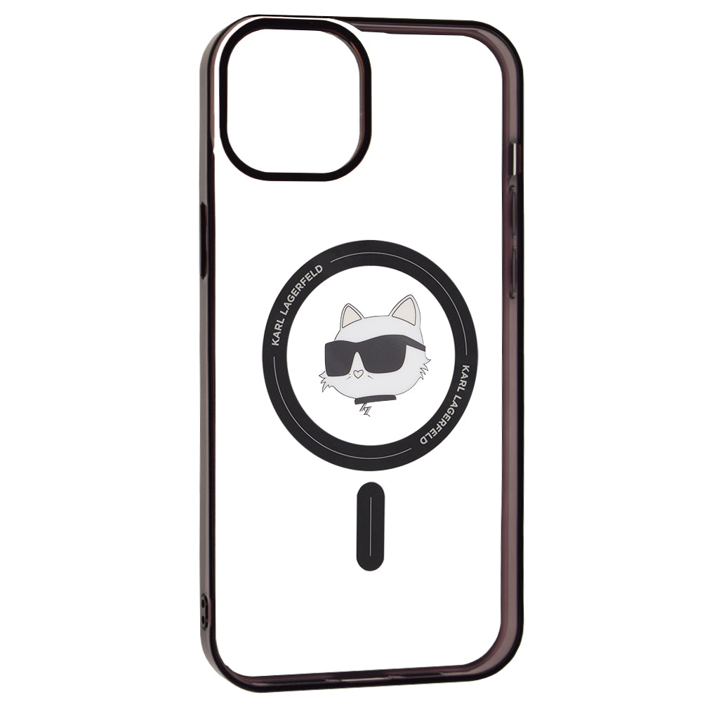 Coque MagSafe pour Apple iPhone 15 Plus, Karl Lagerfeld, IML Choupette's Head, Transparente