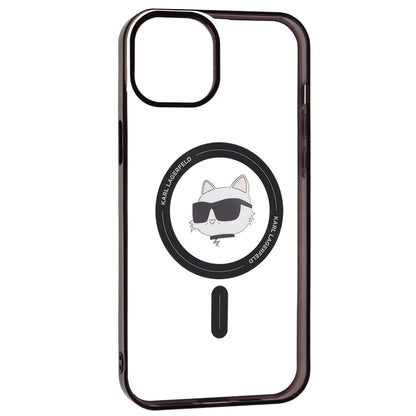 Coque MagSafe pour Apple iPhone 15 Plus, Karl Lagerfeld, IML Choupette's Head, Transparente