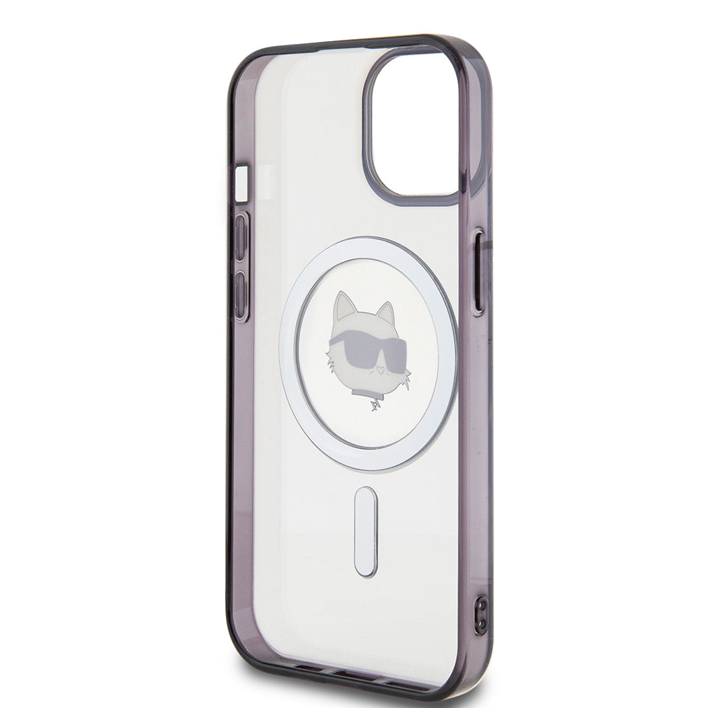 Coque MagSafe pour Apple iPhone 15 Plus, Karl Lagerfeld, IML Choupette's Head, Transparente