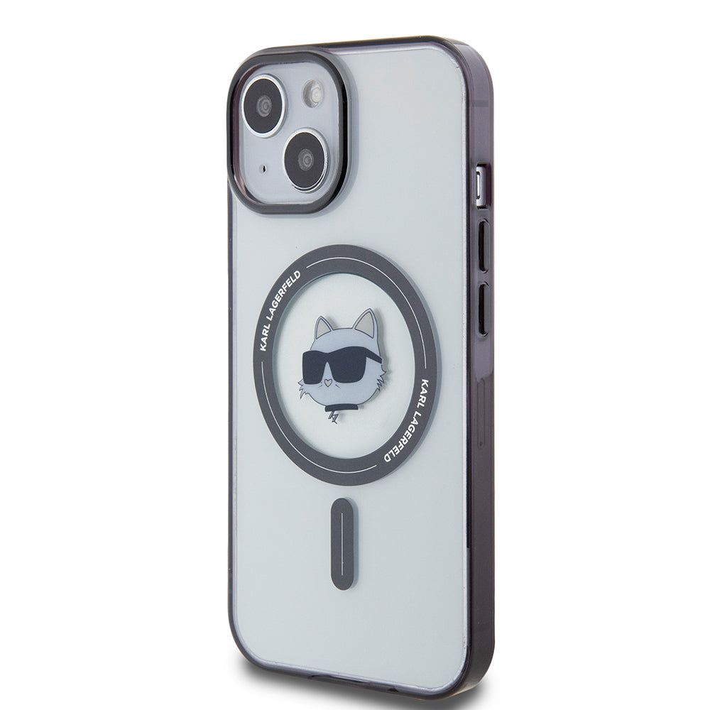 Coque MagSafe pour Apple iPhone 15 Plus, Karl Lagerfeld, IML Choupette's Head, Transparente
