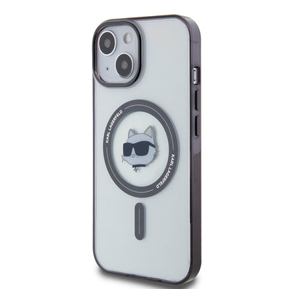 Coque MagSafe pour Apple iPhone 15 Plus, Karl Lagerfeld, IML Choupette's Head, Transparente