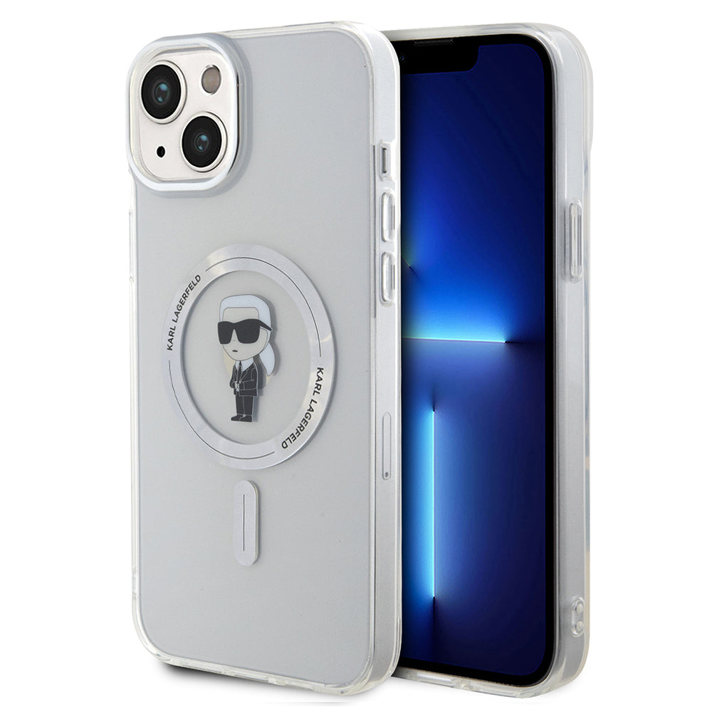 MagSafe Hülle für Apple iPhone 15 Plus, Karl Lagerfeld, IML Ikonik Karl, Transparent