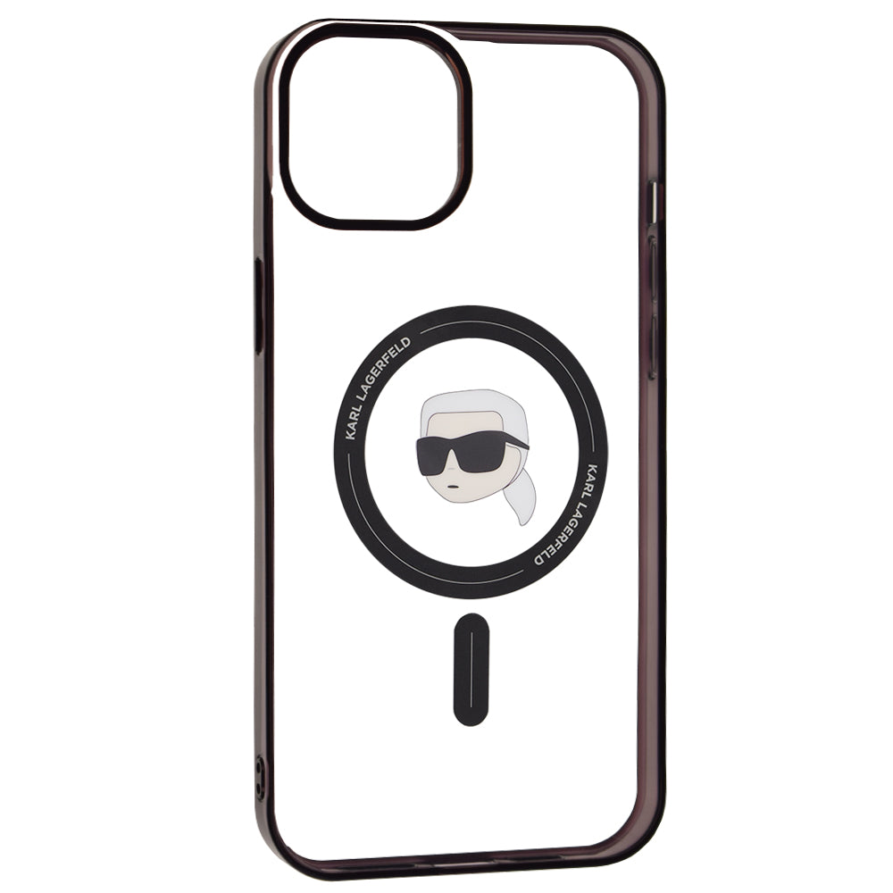 Coque MagSafe pour Apple iPhone 15 Plus, Karl Lagerfeld, IML Karl's Head, Transparente