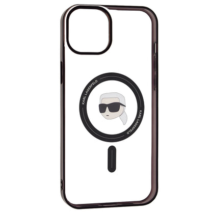 Coque MagSafe pour Apple iPhone 15 Plus, Karl Lagerfeld, IML Karl's Head, Transparente