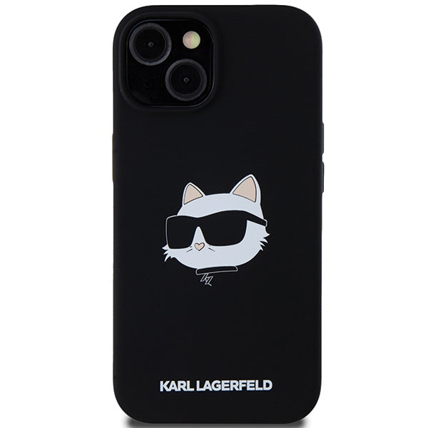 Custodia MagSafe per Apple iPhone 15 Plus, Karl Lagerfeld, Silicone Choupette's Head, Nera