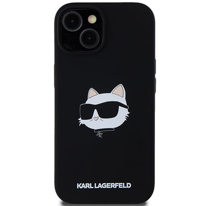 Custodia MagSafe per Apple iPhone 15 Plus, Karl Lagerfeld, Silicone Choupette's Head, Nera