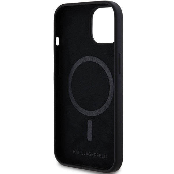 Custodia MagSafe per Apple iPhone 15 Plus, Karl Lagerfeld, Silicone Choupette's Head, Nera