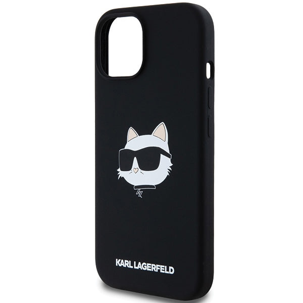 Custodia MagSafe per Apple iPhone 15 Plus, Karl Lagerfeld, Silicone Choupette's Head, Nera