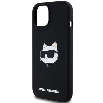 Custodia MagSafe per Apple iPhone 15 Plus, Karl Lagerfeld, Silicone Choupette's Head, Nera