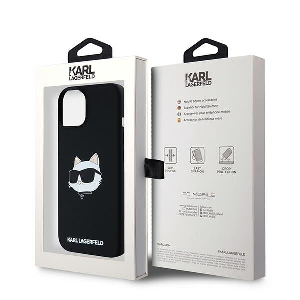 Custodia MagSafe per Apple iPhone 15 Plus, Karl Lagerfeld, Silicone Choupette's Head, Nera