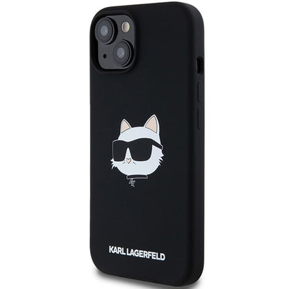 Custodia MagSafe per Apple iPhone 15 Plus, Karl Lagerfeld, Silicone Choupette's Head, Nera