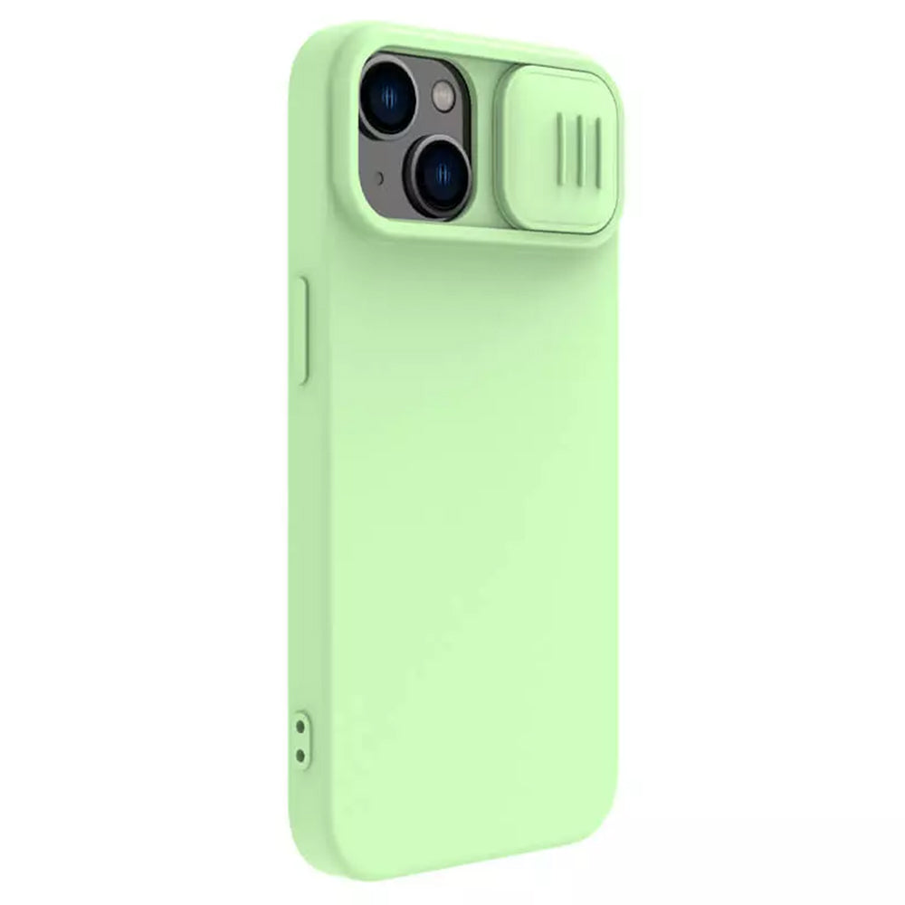 MagSafe-Hülle für Apple iPhone 15 Plus, Nillkin, CamShield Silky, Hellgrün