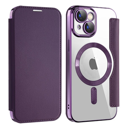 Custodia MagSafe per Apple iPhone 15 Plus, Techsuit, SmartMag Book, Viola