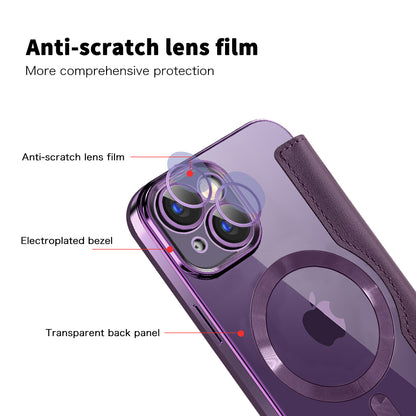 Custodia MagSafe per Apple iPhone 15 Plus, Techsuit, SmartMag Book, Viola