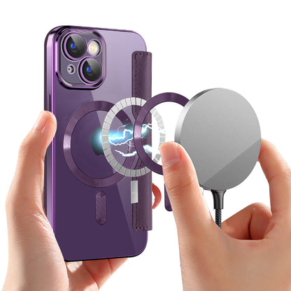 Custodia MagSafe per Apple iPhone 15 Plus, Techsuit, SmartMag Book, Viola