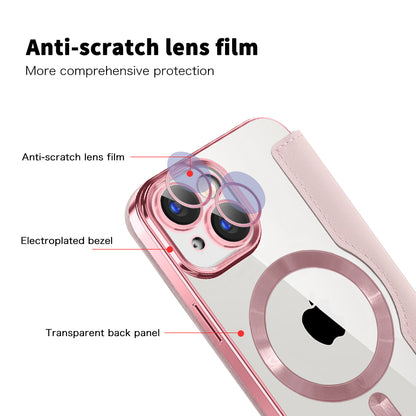 Custodia MagSafe per Apple iPhone 15 Plus, Techsuit, SmartMag Book, Rosa