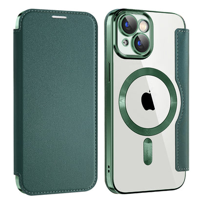 Coque MagSafe pour Apple iPhone 15 Plus, Techsuit, SmartMag Book, Vert
